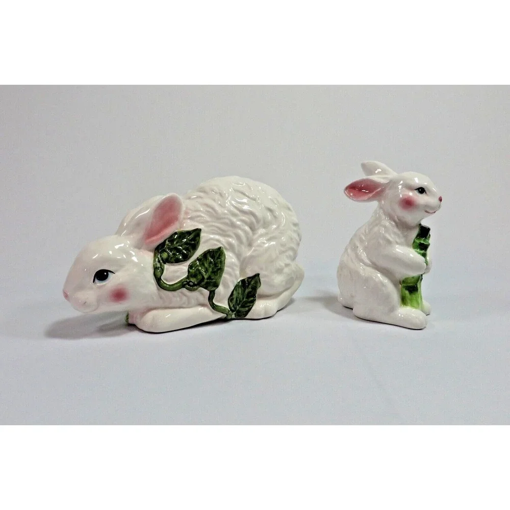Vintage Bloom Rite 2 Ceramic Bunnies Easter Spring Rabbit Bunny Decorative‎